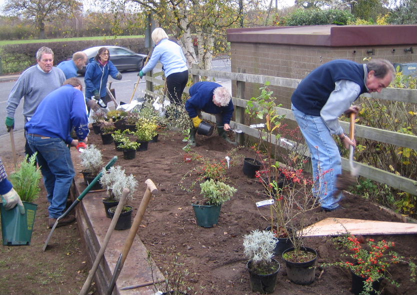 Gardening near Acton Bridge Station