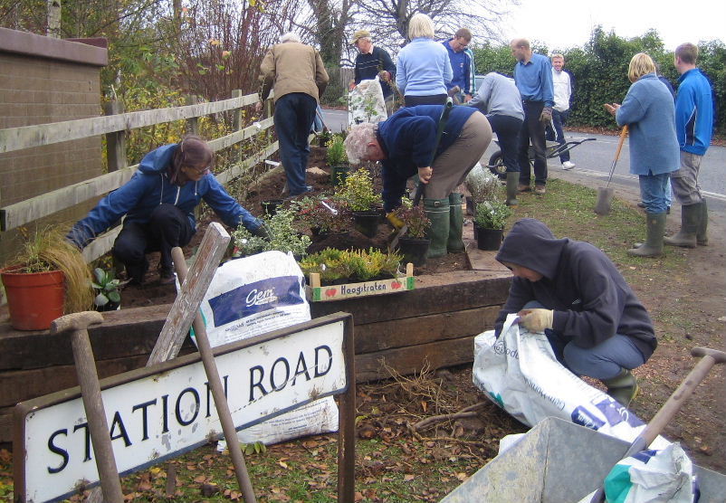 Gardening near Acton Bridge Station