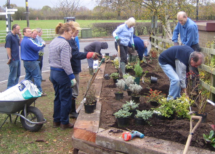 Gardening near Acton Bridge Station