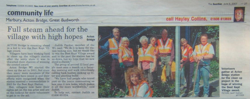 Gardeners on Acton Bridge Station - May 2007